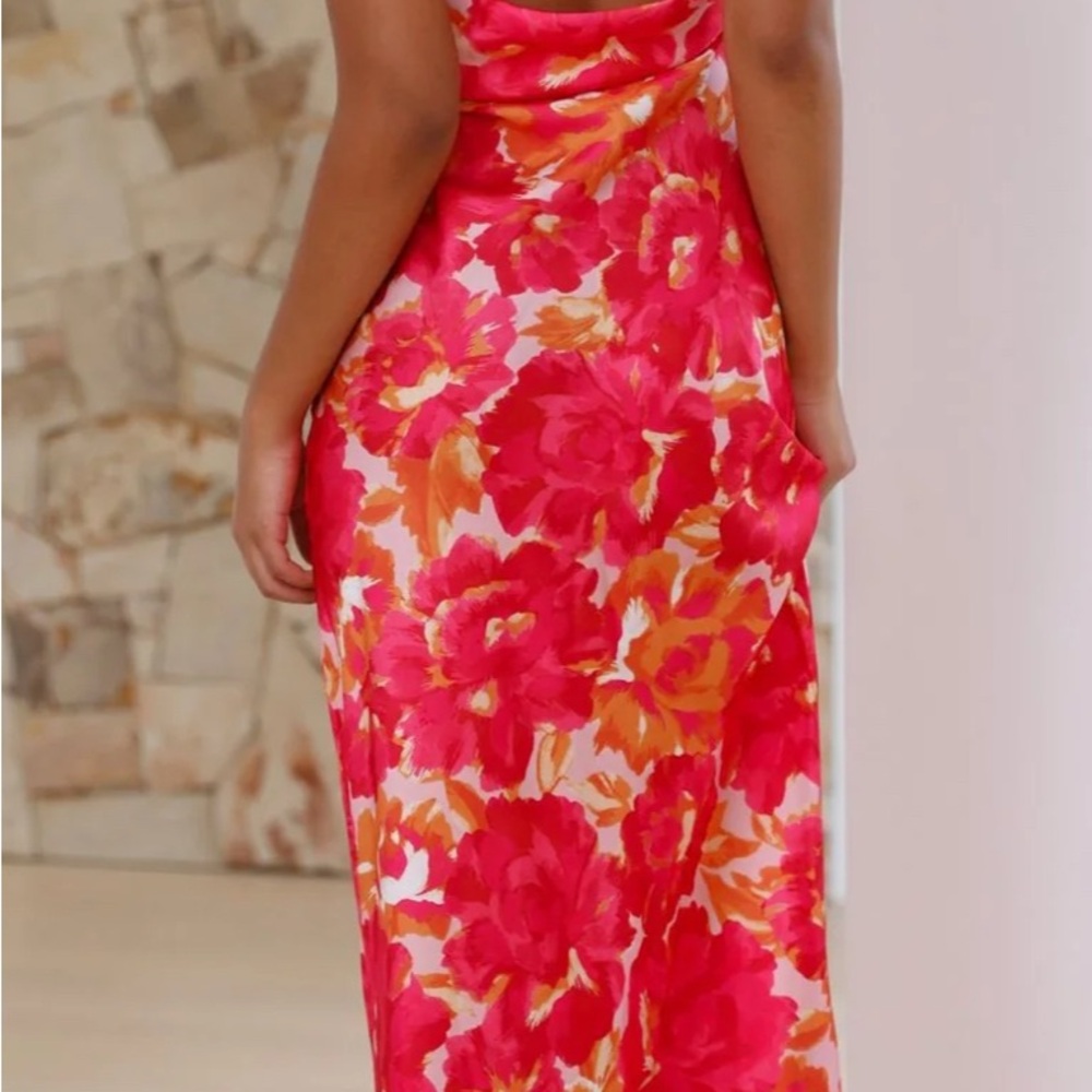 Floral Pink and Orange Women's Dress